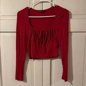 SHEIN Red Long Sleeve Crop Top